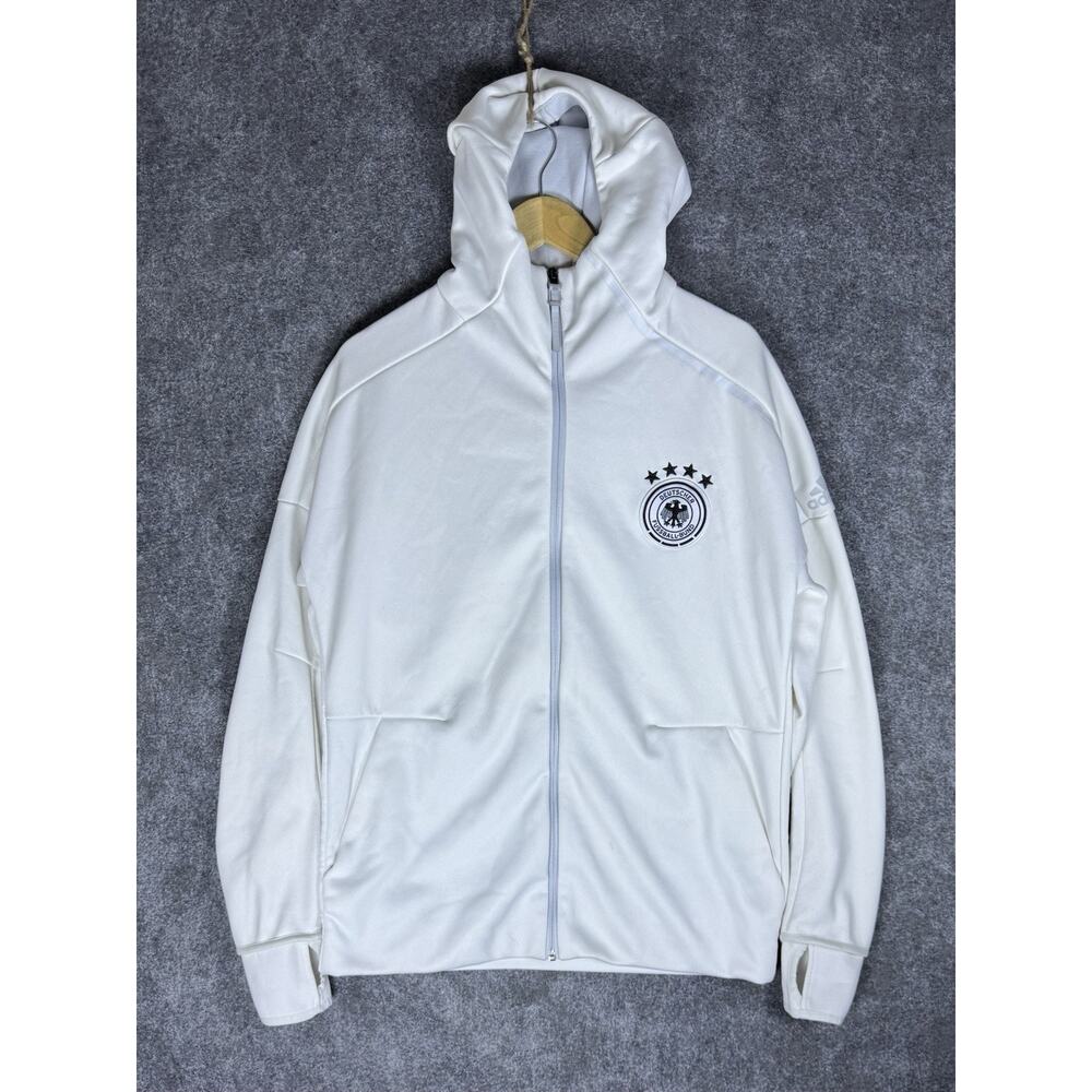 Germany Adidas Football Jacket Soccer Warm Track Top Mens White Rare Size M